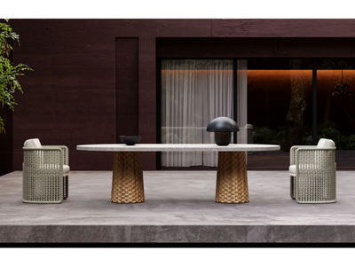 MIURA - Oval concrete garden table _ SNOC