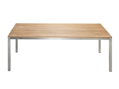 CLASSIC STAINLESS STEEL - Rectangular teak garden table _ Solpuri