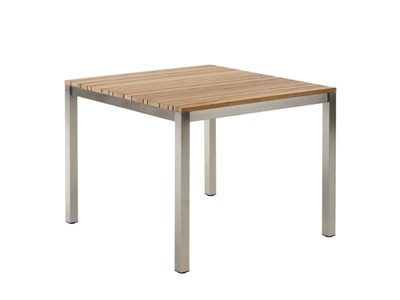 CLASSIC STAINLESS STEEL - Square stainless steel and wood garden table _ Solpuri