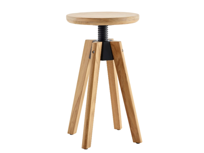 SPINDLE - Swivel teak stool _ Solpuri