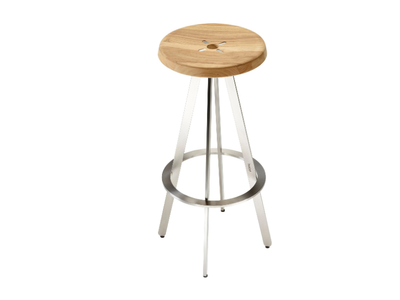 YIX - High stainless steel and wood stool _ Solpuri