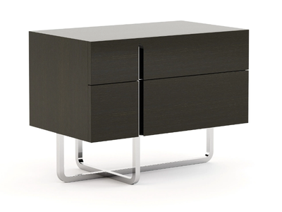 HIS - Rectangular stainless steel and wood bedside table with drawers _ Stylish Club