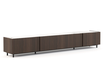 SEVILHA - Walnut wood tv cabinet with bronze mirror top _ Stylish Club