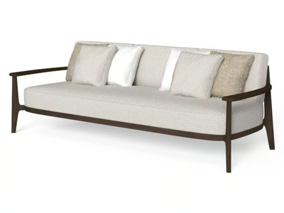 EVER - 3 seater fabric and rosewood garden sofa _ Talenti