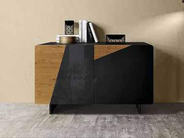 UN436-V2 - Wood and glass sideboard with doors _ Tarocco Vaccari Group