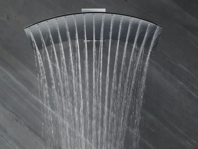 PLUVIA - Wall-mounted brass rain shower with arm _ Tender rain