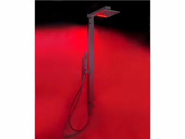 R4 - Wall-mounted brass shower panel with diverter with chromotherapy _ Tender rain