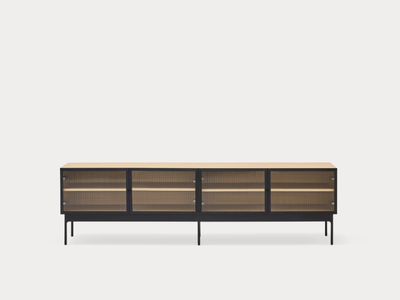 BLUR - Wood veneer and glass TV cabinet _ TEULAT