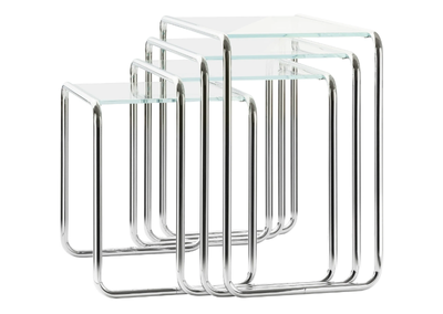 B 9 - Glass and steel coffee table _ Thonet