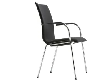 S 168 PVF - Stackable upholstered chair with armrests _ Thonet