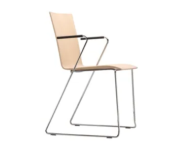 S 182 FST - Sled base plywood chair with armrests _ Thonet