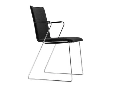 S 182 PVFST - Sled base upholstered chair with armrests _ Thonet