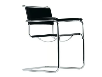 S 34 - Cantilever tanned leather chair with armrests _ Thonet