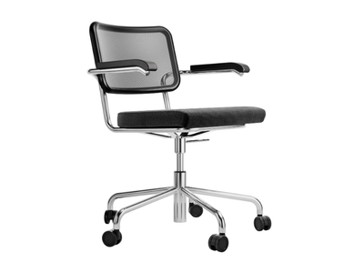 S 64 SPVNDR - Swivel upholstered mesh chair with castors _ Thonet