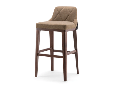 GILL - Solid wood and fabric stool with bak _ Tirolo