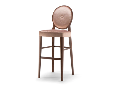 SOFIA - Solid wood stool with back with integrated cushion _ Tirolo