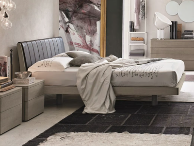 LIZ - Ash double bed with upholstered headboard _ Tomasella