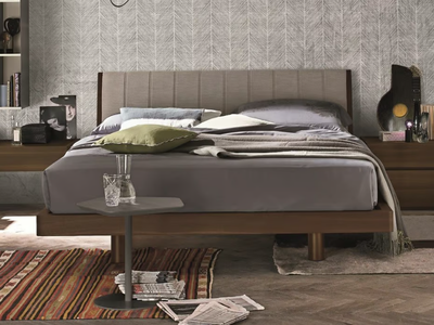 LIZ - Oak double bed with upholstered headboard _ Tomasella