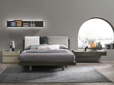 NIKKI - Eco-leather double bed with upholstered headboard _ Tomasella