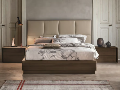 PRESTIGE - Oak double bed with high headboard _ Tomasella