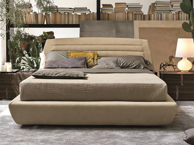SEVILLE - Upholstered leather double bed _ Tomasella