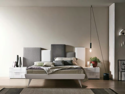 SKYLINE - Fabric double bed with upholstered headboard _ Tomasella