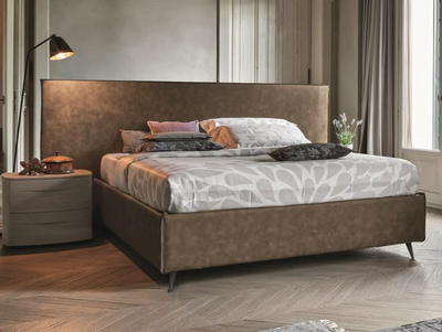 ZENO XL - Upholstered leather double bed _ Tomasella