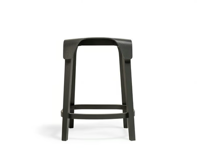 LEAF - Low solid wood stool with footrest _ TON