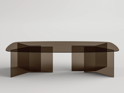 THRIM - Rectangular tempered glass table _ Tonelli Design