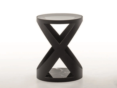 RIMINI - High metal and glass side table with marble base _ Tonin Casa