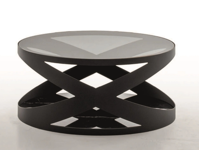RIMINI - Metal and glass coffee table with marble base _ Tonin Casa