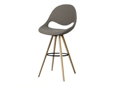 LITTLE MOON UPHOLSTERED - Upholstered high fabric stool with footrest _ Tonon