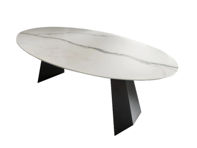 STEEL TABLE - Oval glass ceramic table _ Tonon