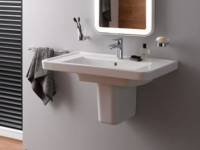 CF LW137Y - Rectangular wall-mounted ceramic washbasin _ TOTO