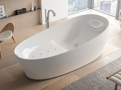 FLOATING - Hydromassage freestanding oval bathtub _ TOTO
