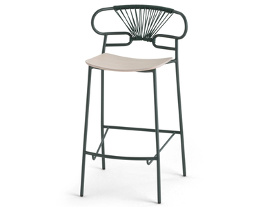 GENOA CROSS - Metal and Beech stool with footrest _ TrabA'