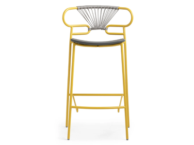 GENOA CROSS - Metal and polyurethane stool with back _ TrabA'