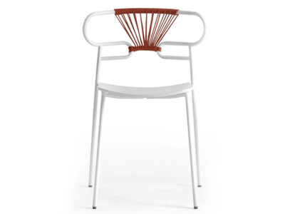 GENOA CROSS - Stackable metal and beech chair _ TrabA'