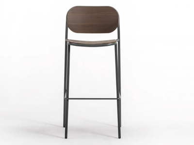 METIS WOOD - High wooden stool with back _ TrabA'