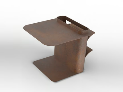 DAD - Corten™ coffee table with integrated magazine rack _ TrackDesign