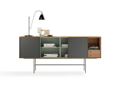 AURA 80 - Walnut sideboard with doors _ TREKU