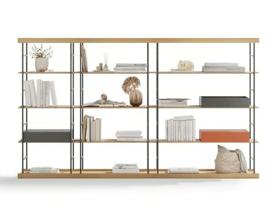 BOST 25 - Open divider steel and wood bookcase _ TREKU