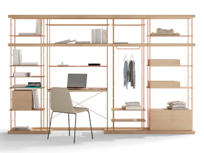 BOST 25 - Open sectional steel and wood bookcase with secretary desk _ TREKU