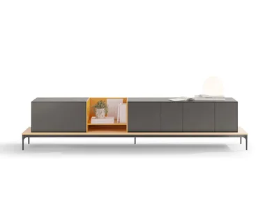 LAUKI 137 - Low modular walnut TV cabinet _ TREKU