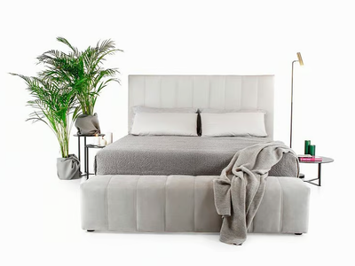 BRUCE - Fabric storage bed with upholstered headboard _ Tremolada