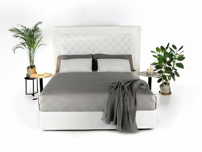 JAMES - Leather double bed with tufted headboard _ Tremolada