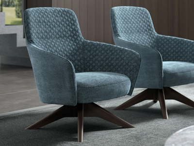 LEXY - Trestle-based fabric armchair with armrests _ Tremolada
