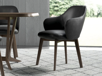 VIVIAN - Upholstered leather chair with armrests _ Tremolada