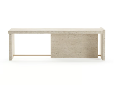 SEGMENT - Low handmade rectangular travertine coffee table _ TRNK
