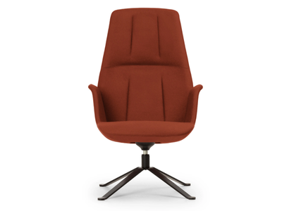 HIVE - Swivel trestle-based fabric armchair with armrests _ True Design
